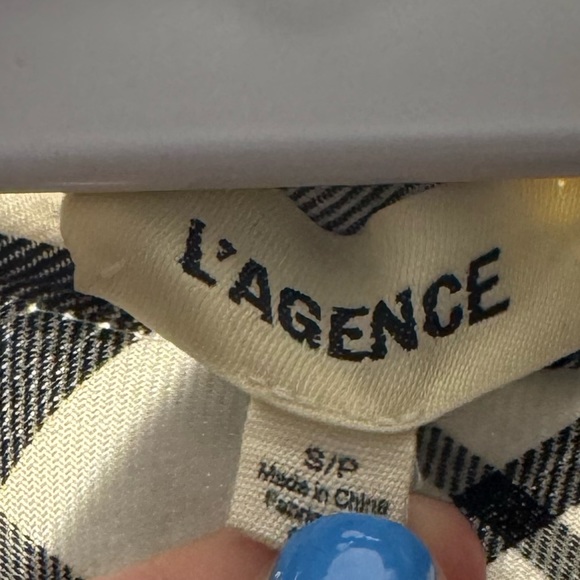 L'agence Black & White Plaid Button Down Long Sleeve Top Size Small - Picture 4 of 6